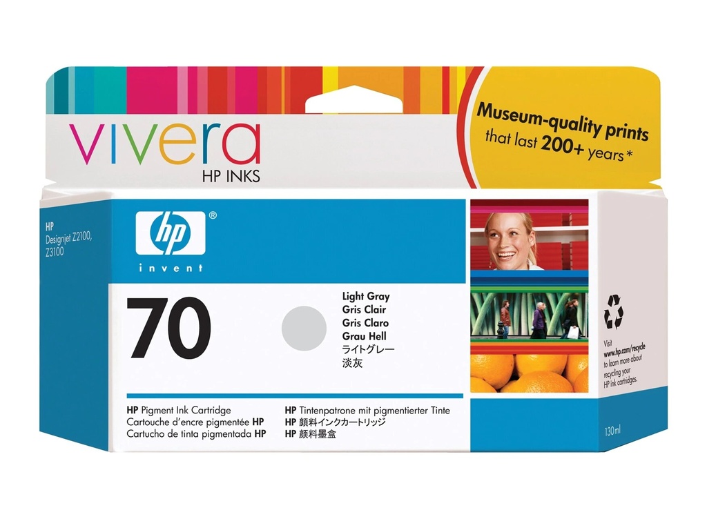 Tinta plotter hp dj z2100-3100 gris claro nº 70