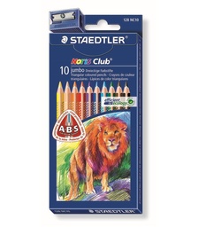 [128 NC10] Lápices de colores triangulares mina reforzada Noris Club Jumbo + sacapuntas Staedtler Caja 10